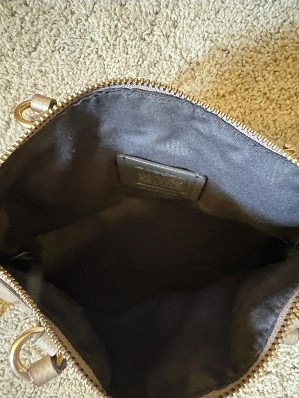 Coach Pebbled Leather Mini Satchel in Taupe with Gold Hardware
